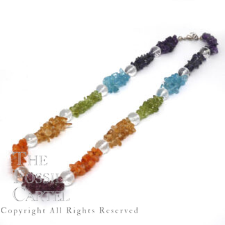 Chakra Chip Bracelet with Faceted Quartz Beads - The Fossil Cartel