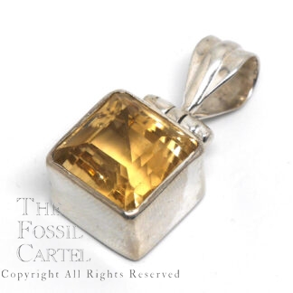 Natural Citrine Square Faceted Sterling Silver Pendant
