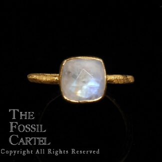 Rainbow Moonstone Square Faceted Vermeil Ring