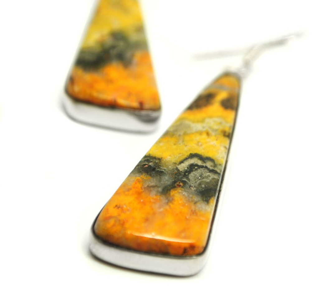 Multicolor Amber Sterling Silver Triangular Stud Earrings