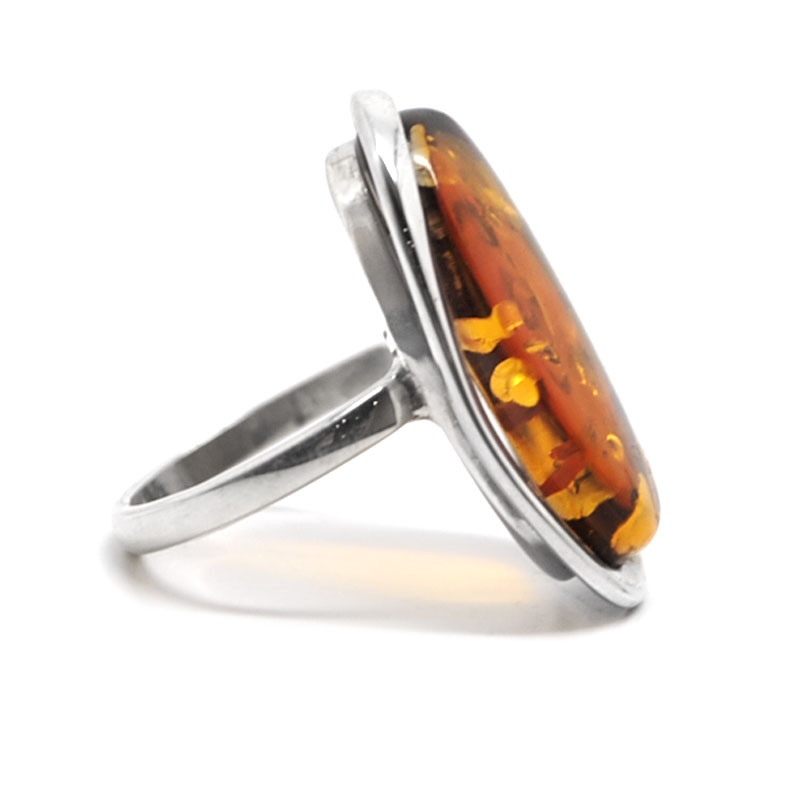 Sterling Silver Amber Oval Ring 