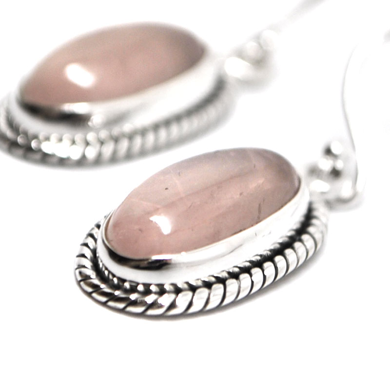 Silver and 6mm faceted rose quartz cabochon necklace