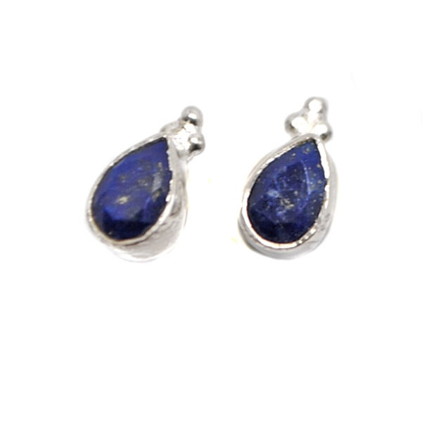 Lapis Lazuli Teardrop Sterling Silver Stud Earrings against a white background