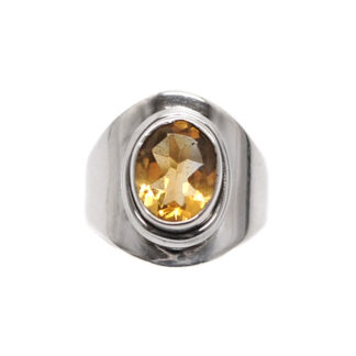 Citrine Oval Faceted Sterling Silver Ring; size 7 1/2