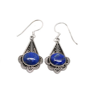 Lapis Lazuli Oval Faceted Sterling Silver Earrings