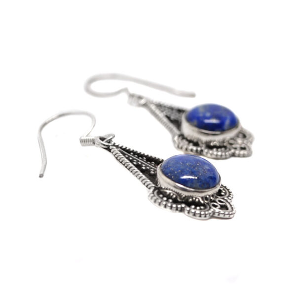 Lapis Lazuli Ornate Sterling Silver Earrings