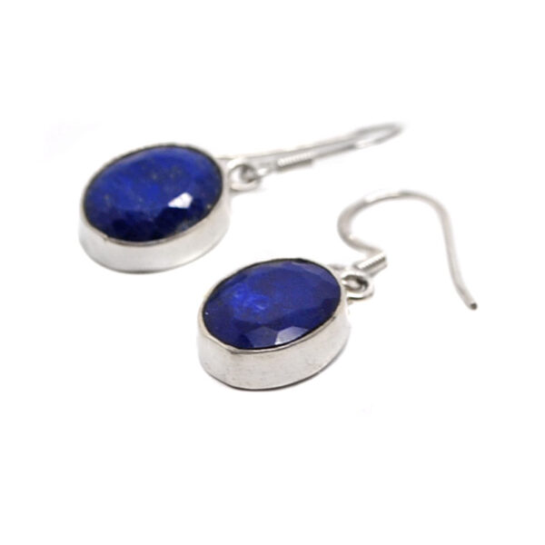 Lapis Lazuli Oval Faceted Sterling Silver Earrings