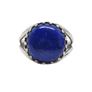 Lapis Lazuli Round Sterling Silver Ring; size 7 1/2