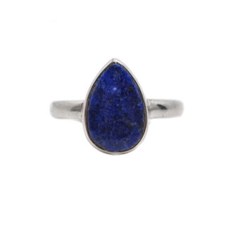 Lapis Lazuli Teardrop Sterling Silver Ring; size 5