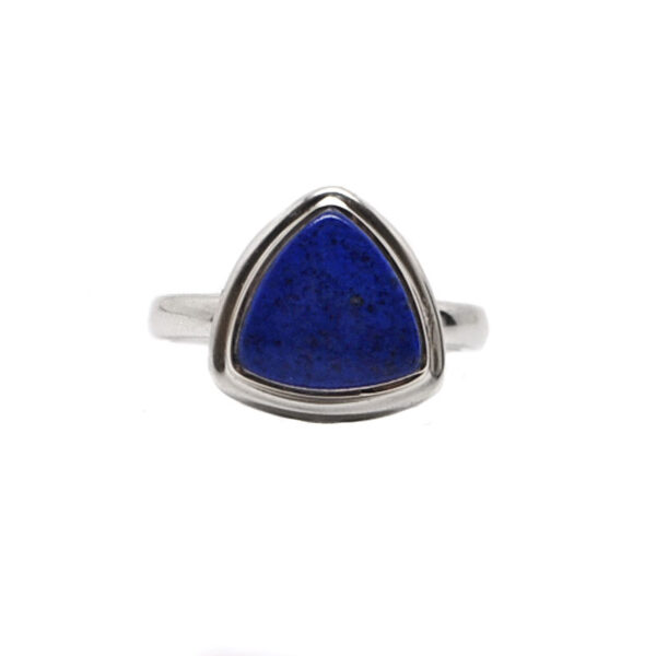 Lapis Lazuli Trilliant Sterling Silver Ring; size 6