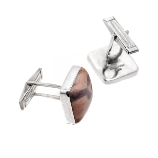 Indian Paint Stone Sterling Silver Cufflinks