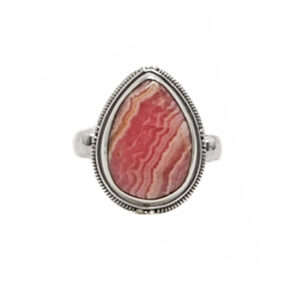 Rhodochrosite Teardrop Sterling Silver Ring; size 7 3/4
