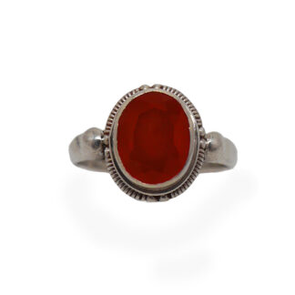 Carnelian Oval Faceted Sterling Silver Ring size 7 1/2 front