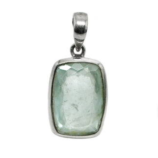 Aquamarine Faceted Sterling Silver Pendant