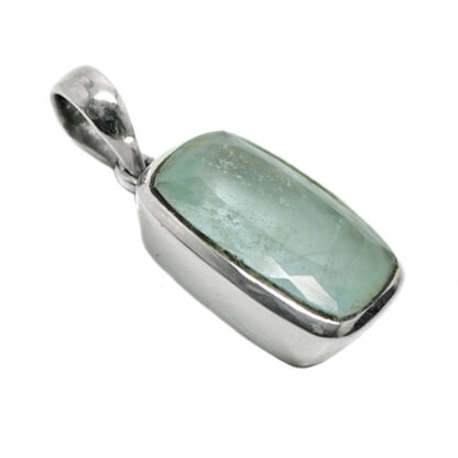 Aquamarine Faceted Sterling Silver Pendant