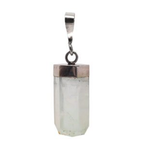 Aquamarine Crystal Sterling Silver Pendant against a white backround