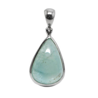 Blue Topaz Oval Faceted Sterling Silver Pendant