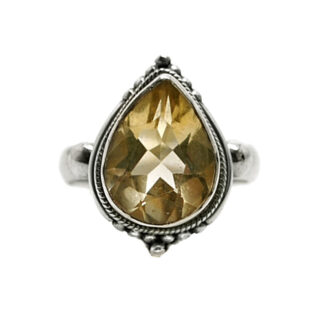 Citrine Oval Faceted Sterling Silver Ring; size 8 1/2