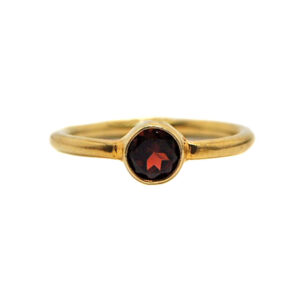 Garnet Round Faceted Gold Vermeil Ring