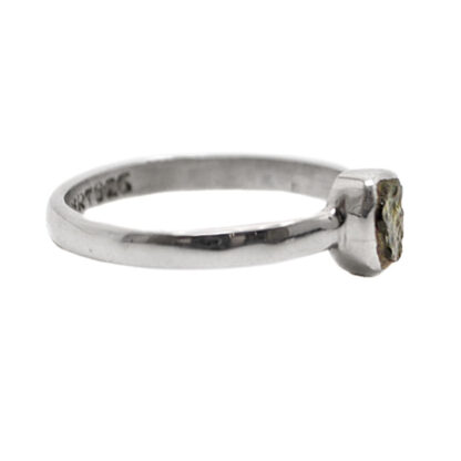 Moldavite Rough Sterling Silver Ring; size 6 1/4