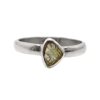 Moldavite Rough Sterling Silver Ring; size 7