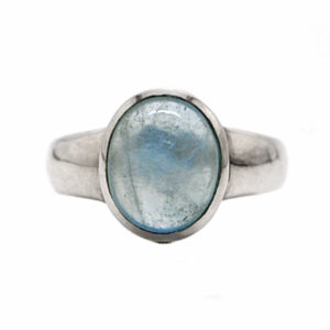 Aquamarine Oval Sterling Silver Ring; size 10