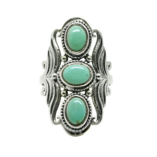 Turquoise Oval Sterling Silver Ring; size 8 3/4