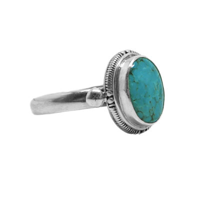 Turquoise Oval Sterling Silver Ring; size 8 3/4