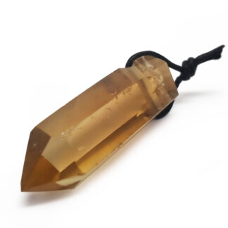 Natural Citrine Crystal Point Pendant against a white backround.