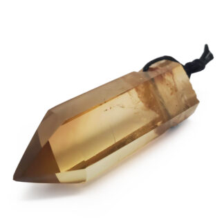 Natural Citrine Crystal Point Pendant against a white backround.
