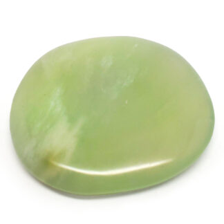 Nephrite Jade Palm Stone photographed against a white background