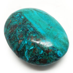 Chrysocolla Palm Stone Photographed against a white background