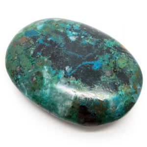 Chrysocolla Palm Stone Photographed against a white background