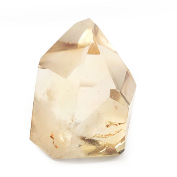 Natural Citrine Crystal Polished Point photographed against a white background