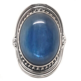 Kyanite and Lapis Lazuli Sterling Silver Bead Ring 
