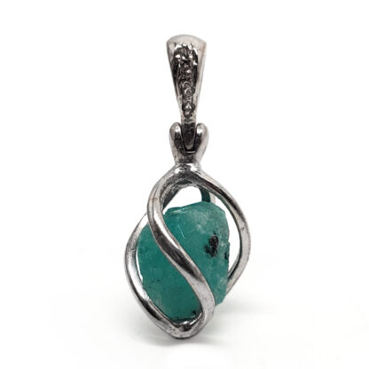 Emerald Sterling Silver Cage Pendant