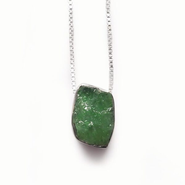 Emerald Slider Sterling Silver Pendant with Chain