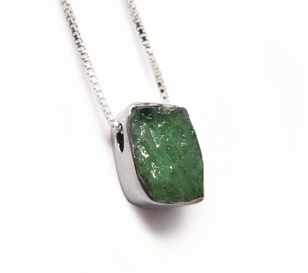 Emerald Slider Sterling Silver Pendant with Chain