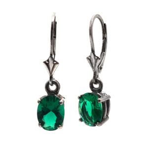 Mt. St. Helens Emerald Obsidianite Oval-Cut Lever-Back Sterling Silver Earrings