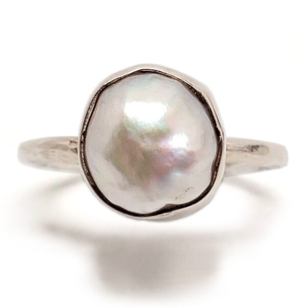 Pearl Sterling Silver Ring; Size 8