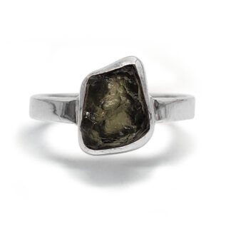 Moldavite Sterling Silver Ring; size 7 1/2