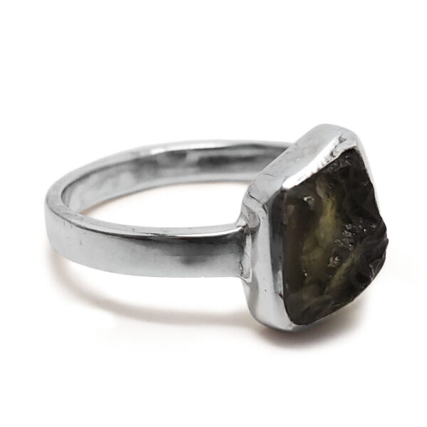 Moldavite Sterling Silver Ring; size 7 1/2