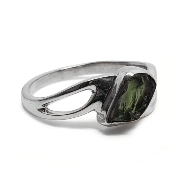 Moldavite Sterling Silver Ring; size 8 1/4