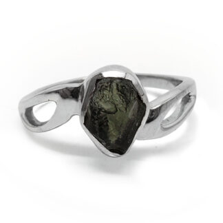 Moldavite Sterling Silver Ring; size 9 1/2