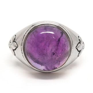 Amethyst Round Sterling Silver Men’s Ring; size 14
