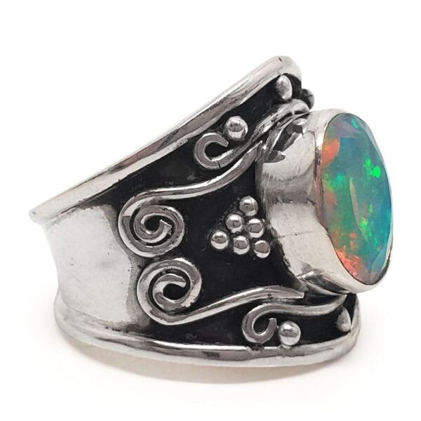 Ethiopian Opal Oval Sterling Silver Ring