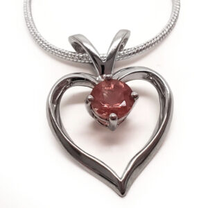 Oregon Sunstone Heart Sterling Silver Pendant with Chain
