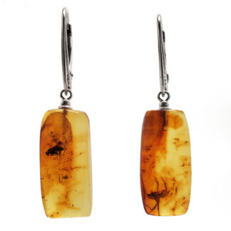 Amber With Insect Sterling Silver Earrings