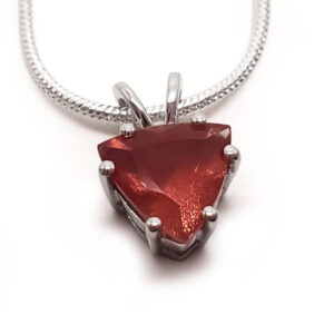 Oregon Sunstone Trilliant Faceted Sterling Silver Pendant with Chain