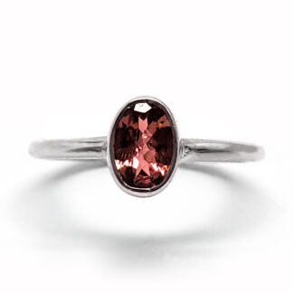 Pink Tourmaline Faceted Sterling Silver Ring; size 4